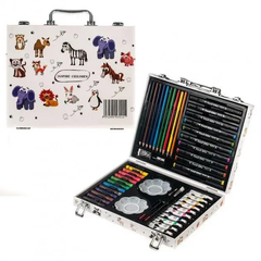 Набор для рисования с двусторонними скетч маркерами в алюминиевом сундучке Super Mega Art Set 48 предметов 001, Разноцветный