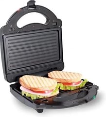 Бутербродница сэндвичница Domotec MS-7709 1000Вт с антипригарным покрытием Черный, Черный