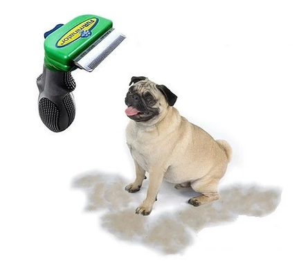 Фурминатор щетка для вычесывания маленьких собак и кошек Furminator short Hair Small Dog лезвие 4.5 см. c кнопкой, Зелёный