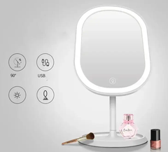 Зеркало овальное с LED подсветкой для макияжа (Белое) | Косметическое зеркало, Белый