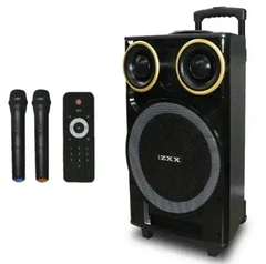 Мощная портативная акустическая система ZXX-9191 Активная колонка-комбик с подсветкой пультом и микрофонами, Черный