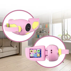 Детский фотоапарат Kids game cam А100 Розовый с жёлтым видеокамера для фотосъемки и видеозаписи c микрофоном, Розовый