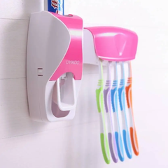 Диспенсер дозатор для зубной пасты и щеток автоматический ZGT SKY розовый, Розовый