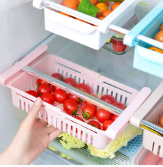 Розсувна полиця-органайзер у холодильник, Біла / Підвісний контейнер для зберігання продуктів у холодильнику