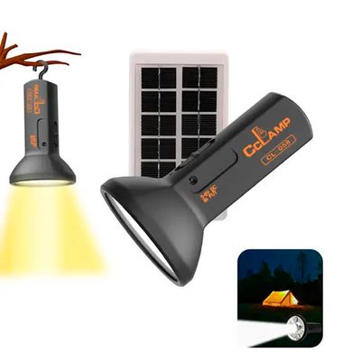 Фонарь аккумуляторный CClamp CL-058, солнечная панель, Черный