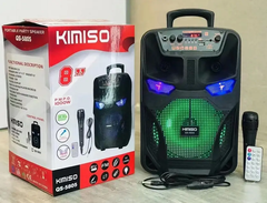 Портативная беспроводная Bluetooth колонка Kimiso QS-5805 акустическая система с караоке микрофоном и ручкой Черная, Черный
