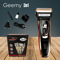 Аккумуляторная машинка для стрижки волос Geemy GM 595 бритва сеточная триммер для бороды носа и ушей 3 в 1, Коричневый