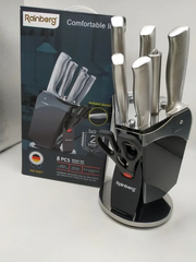Набор кухонных ножей Rainberg RB-8808 7 в 1 из нержавеющей стали, ножи для кухни, Кухонные ножи на подставке., Металлический