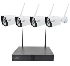 Комплект системы видеонаблюдения беспроводной DVR KIT CAD 8004 / 6673 WiFi 4ch набор на 4 камеры, Белый