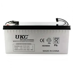 Гелевый аккумулятор BATTERY 12V 200A, UKC / Аккумуляторная батарея для солнечных панелей, серый