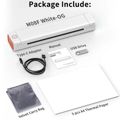 Портативный термопринтер Portable Thermal Printer на бумаге формата A4 Bluetooth