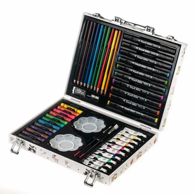 Набір для малювання з двосторонніми скетч маркерами в алюмінієвій скриньці Super Mega Art Set 48 предметів 001, Разноцветный