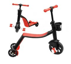 Самокат-велобег scooter 3в1 с педалями красный без упаковки