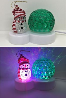 Светодиодный диско шар + Снеговик, светильник новогодний