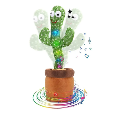 Кактус що танцює, світло-музична іграшка , Dancing Cactus TikTok кактус у вазоні 34 см, Зелений