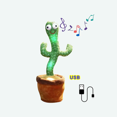 Танцующий кактус, свето - музыкальная игрушках, Dancing Cactus TikTok кактус в вазоне 34 см, Зелёный