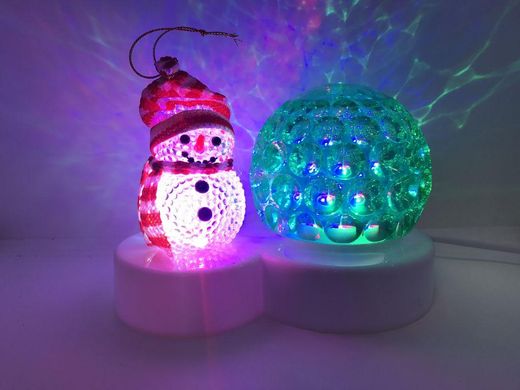 Светодиодный диско шар + Снеговик, светильник новогодний