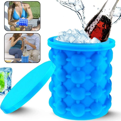 Форма для льда Ice Cube Maker Genie круглое ведро силиконовое для заморозки льда и охлаждения напитков, Темно-синий