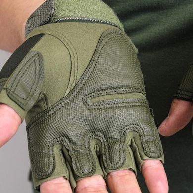 Перчатки военные открытые, перчатки тактические, тактические перчатки для самообороны., Серо-зеленый