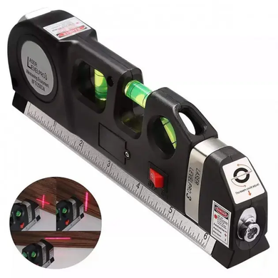 Лазерный уровень Нивелир Fixit Laser Level Pro 3 с встроенной рулеткой и уровнем, Черный