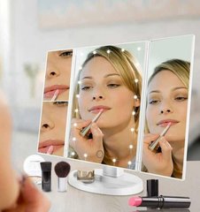 Зеркало тройное для макияжа Superstar Magnifying Mirror с LED-подсветкой прямоугольное с увеличением