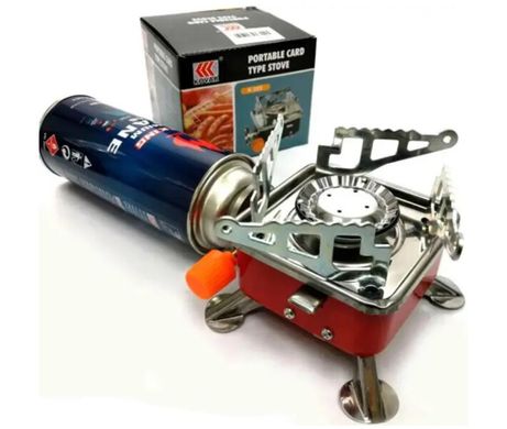 Портативний газовий пальник туристична плитка kovar portable card type stove k-202 з п'єзопідпалом, Червоний