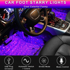 Музыкальная подсветка разноцветная салона автомобиля от USB 4 лампы с пультом The Starlight Of Car Seat Bottom A 12 7цветов, Черный