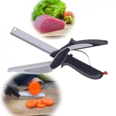Умный универсальный кухонный нож и кухонные ножницы 2в1 Clever Cutter, Черный