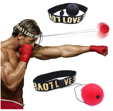 Тренажер Fight Ball (Файт Болл), теннисный мячик для бокса на резинке красный OSPORT Light, Красный