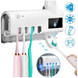 Тримач диспенсер для зубної пасти та щіток автоматичний УФ-стерилізатор Toothbrush sterilizer білий, Білий