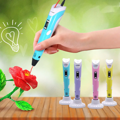 3D Ручка для детей 3Д ручка 2-го поколения с дисплеем LCD Pen 3 Набор с Эко Пластиком и трафаретом