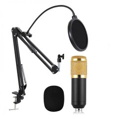 Микрофон студийный Music D.J. M800U со стойкой и поп-фильтром Gold