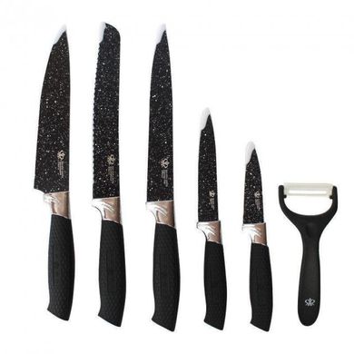 Набір кухарських ножів 6 в 1 Non-Stick Coating Knife Set A179 зі сталі з покриттям non-stick, Черный