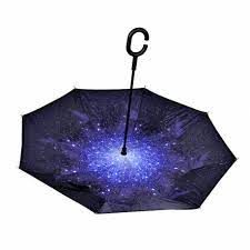 Зонт звёздное небо складывающийся зонтик в обратном направлении длинная ручка антизонт хит