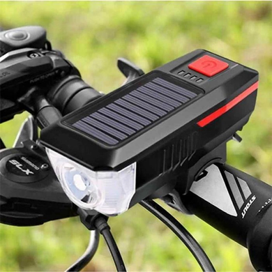 Фонарь велосипедный c сигналом, аккумулятором и солнечной зарядкой LY-17