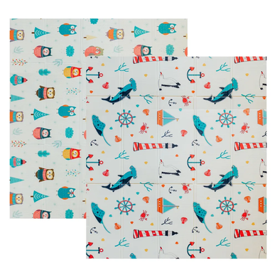 Детский двухсторонний складной коврик Морской сезон и Зимние совушки, 200x180 см