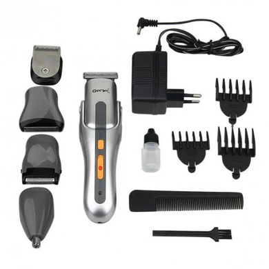 Універсальна машинка для стрижки волосся + бритва Gemei GM-581 8 в 1 акумуляторна, Черный