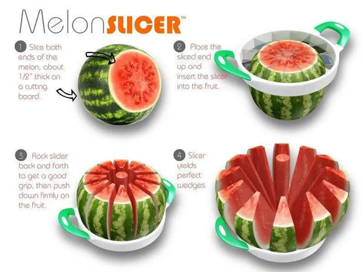 Ніж для нарізки кавуна, дині, фруктів та овочів Melon Slicer / Слайсер для нарізки фруктів, Салатовый
