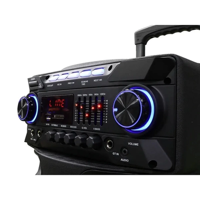 Музыкальная колонка ZXX-9292, акустическая система с 2-мя радиомикрофонами, пульт управления, на аккумуляторе, Черный