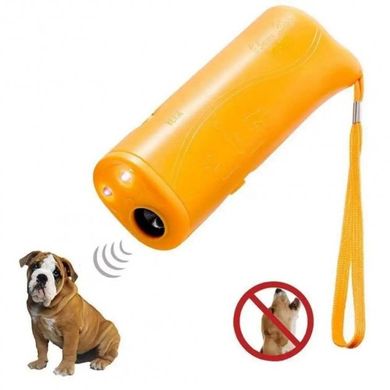 Профессиональный мощный ультразвуковой отпугиватель собак DOAKT AD-100 с фонариком и функцией обучение собак, защита от собак Yellow, Жёлтый