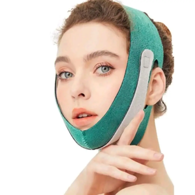 Корректирующая маска бандаж для коррекции овала лица LIFTING маска подтяжка для второго подбородка TPR, Зелёный