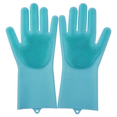 Силиконовые многофункциональные кухонные перчатки для мытья посуды чистки и уборки Magic Silicone Gloves, Голубой/розовый