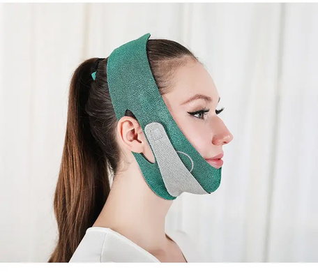 Коригуюча маска бандаж для корекції овалу обличчя LIFTING маска підтяжка для другого підборіддя TPR, Зелений