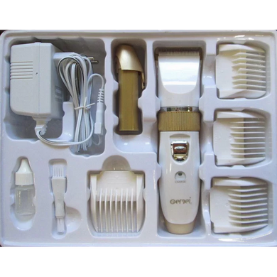 Машинка для стрижки волос беспроводная с керамическими ножами GEMEI GM-6001 PRO + 2 аккумулятора, Белый