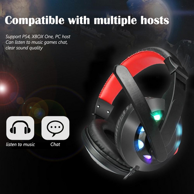 Игровые наушники Gaming MDR A65 с микрофоном и подсветкой / Проводные наушники для ПК, Черно-красный