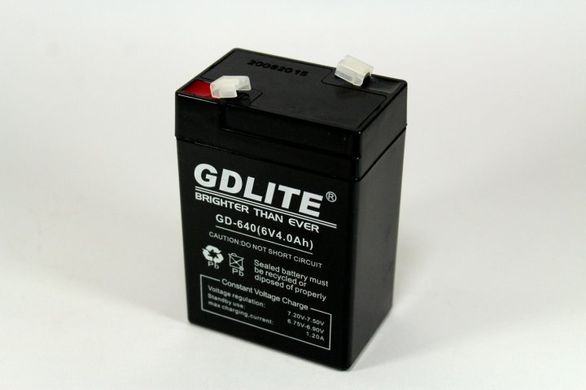 Аккумулятор для торговых весов светильников систем бесперебойного питания фонарей и бытовых приборов 6V 4A GDLITE, Черный