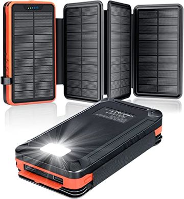 Портативная солнечная панель-повербанк Powerbank для зарядки электроники HY-2101B 20000 мАч, Черный