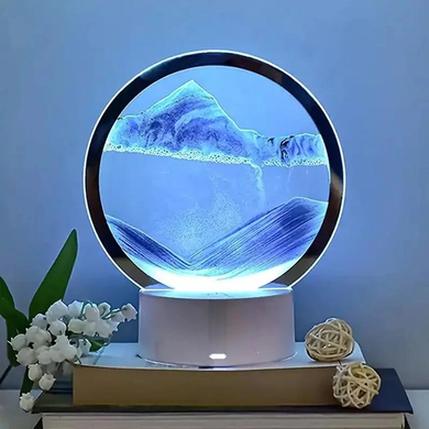Настольная LED лампа ночник подвижный песок RGB Песочные часы 3D Sandscape