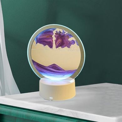 Настольная LED лампа ночник подвижный песок RGB Песочные часы 3D Sandscape