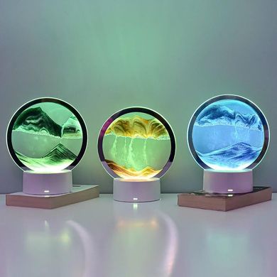 Настільна LED лампа нічник рухомий пісок RGB Пісочний годинник 3D Sandscape